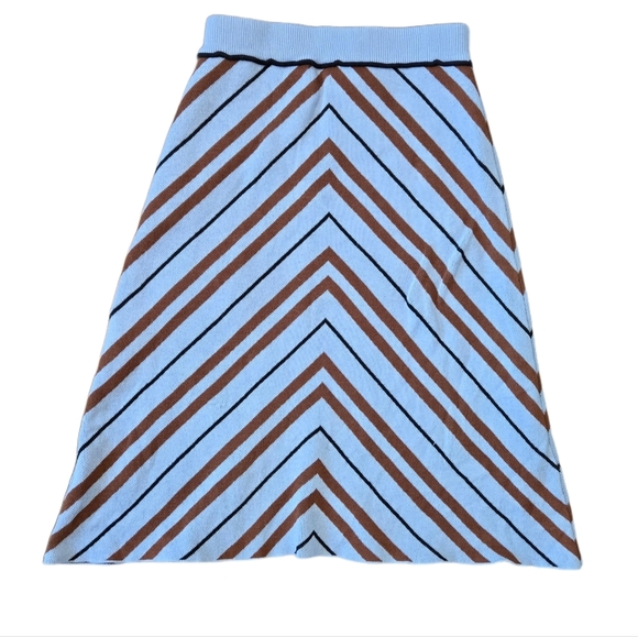 Stripped 60s Vibe Knit Skirt Size M Office Corpcore - Picture 1 of 6